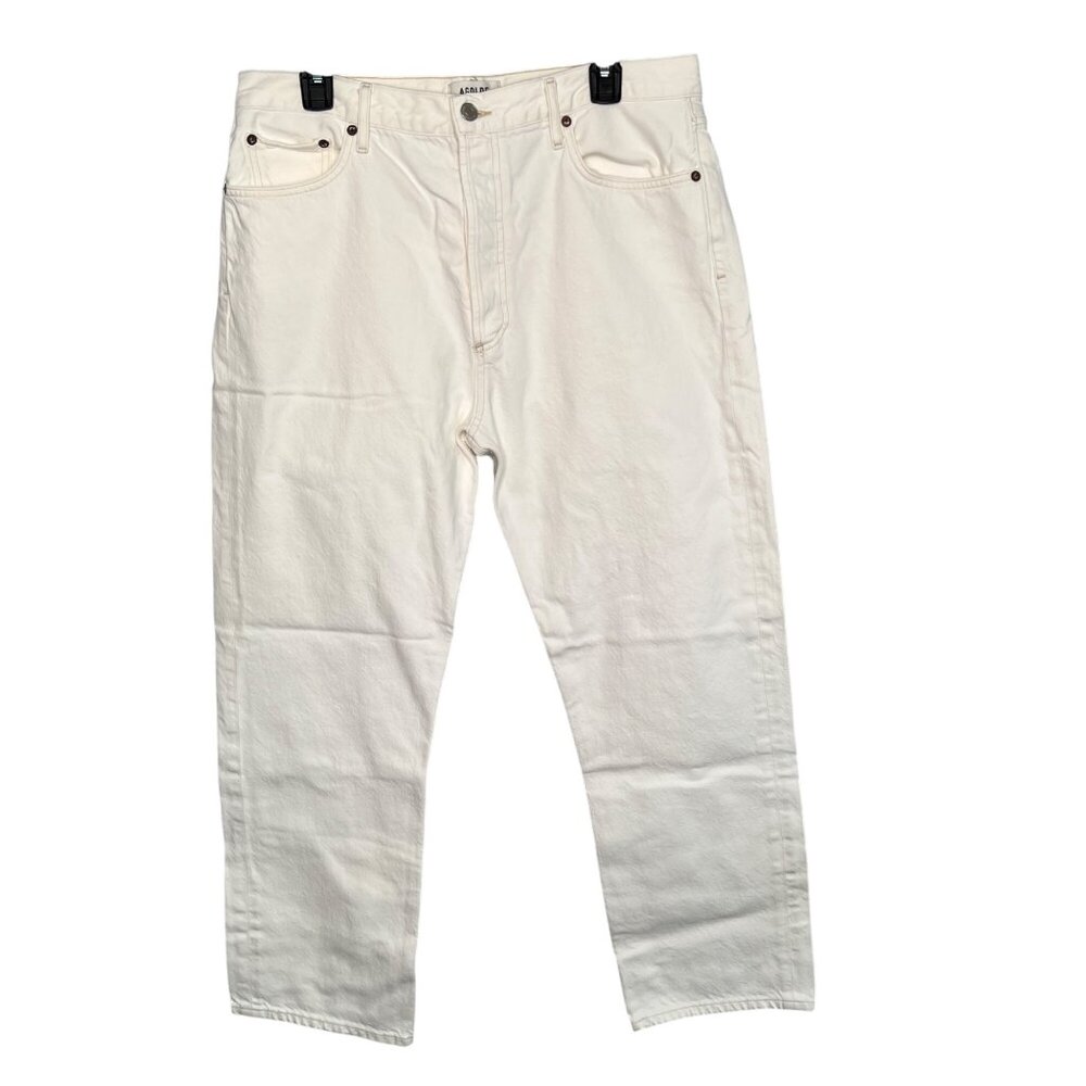 Agolde Jeans 90s White Pinch Waist Woman's Size 32 High Rise Button Fly Straight